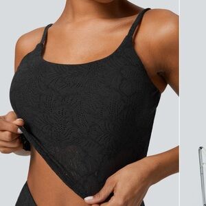 HALARA Low Support Lace Overlay Cropped Yoga Sports Bra Size M